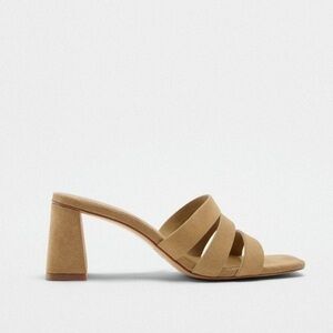 Zara NEW strappy mid heel split suede sandal